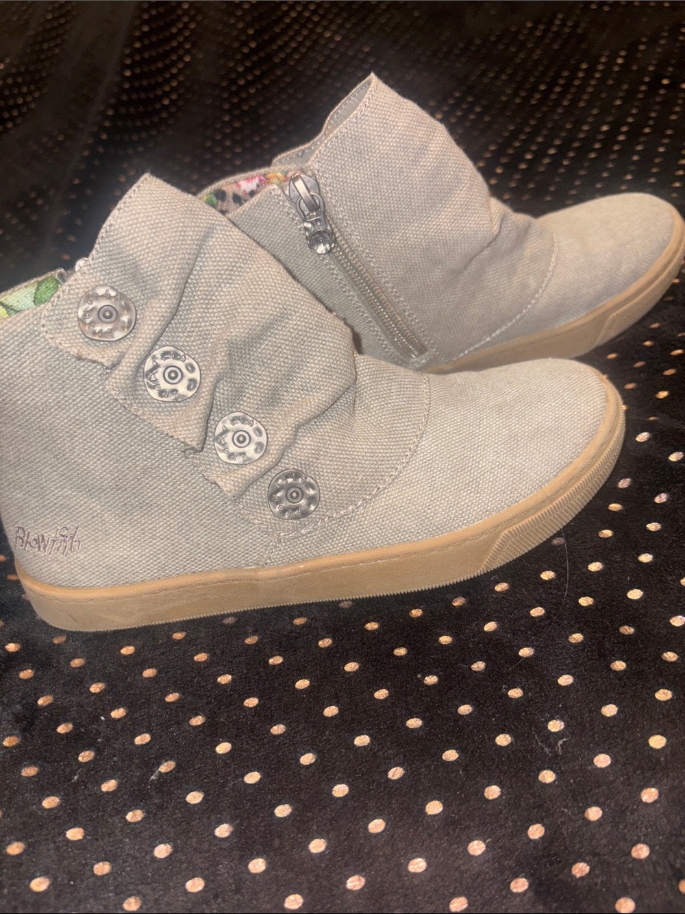 Blowfish Kids Light Gray Canvas High-Top Booties